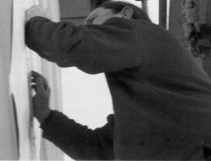 at work on mural