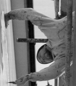 at work on mural