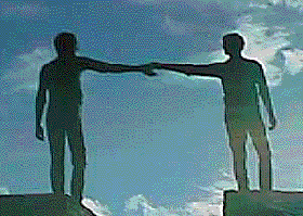 reaching hands