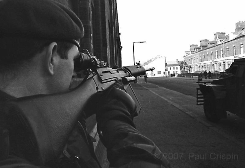 © Copyright Paul Crispin - photograph of British soldiers in Belfast during 1986